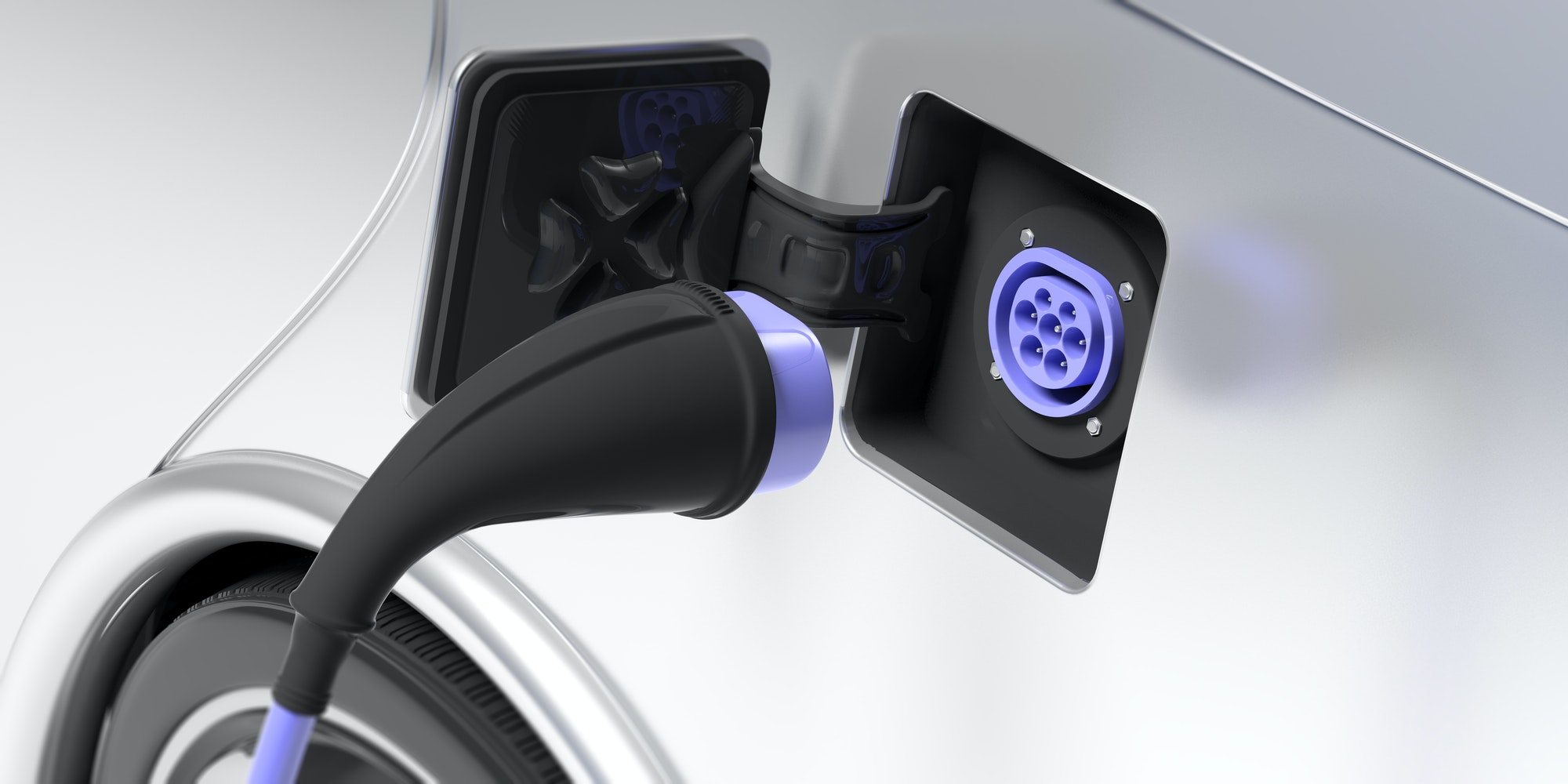 electric-car-charger-socket-type-2-on-white-vehicle-3d-illustration